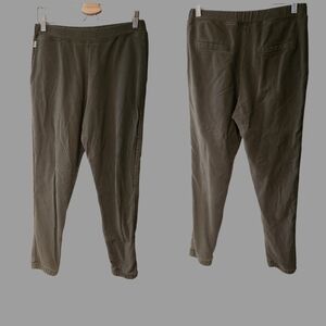 Jijil Medium Army Green Cotton‎ Joggers Elastic Ankle Side Stripe, Back Pockets